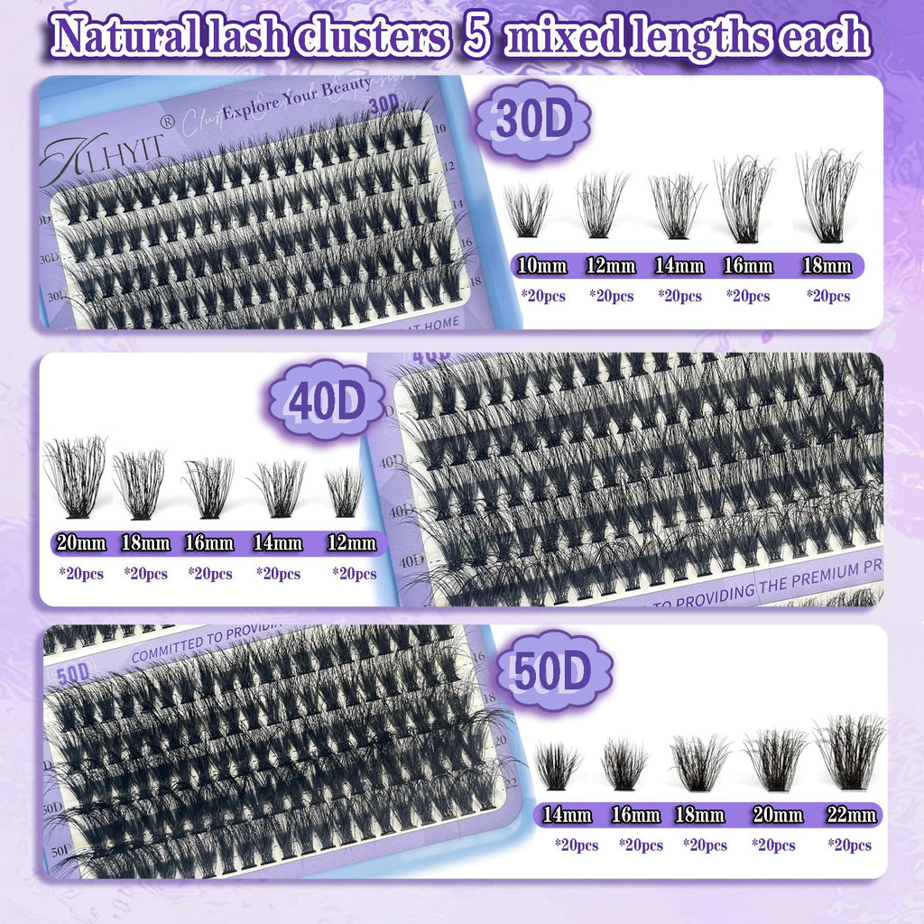 DIY Cluster Lash Extensions — 300pc Kit | 30D / 40D / 50D Mixed Lengths