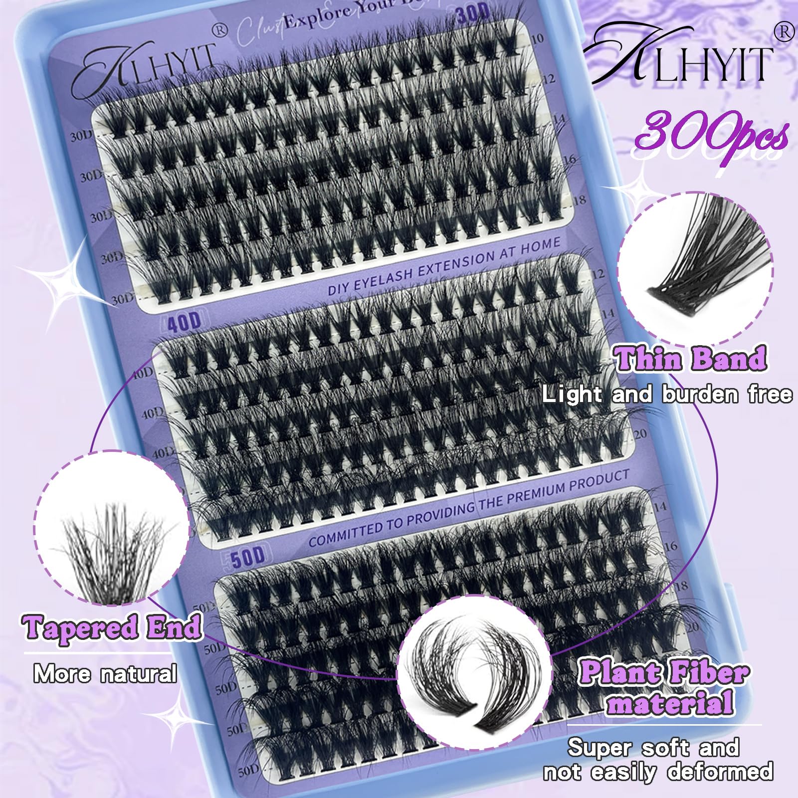 DIY Cluster Lash Extensions — 300pc Kit | 30D / 40D / 50D Mixed Lengths
