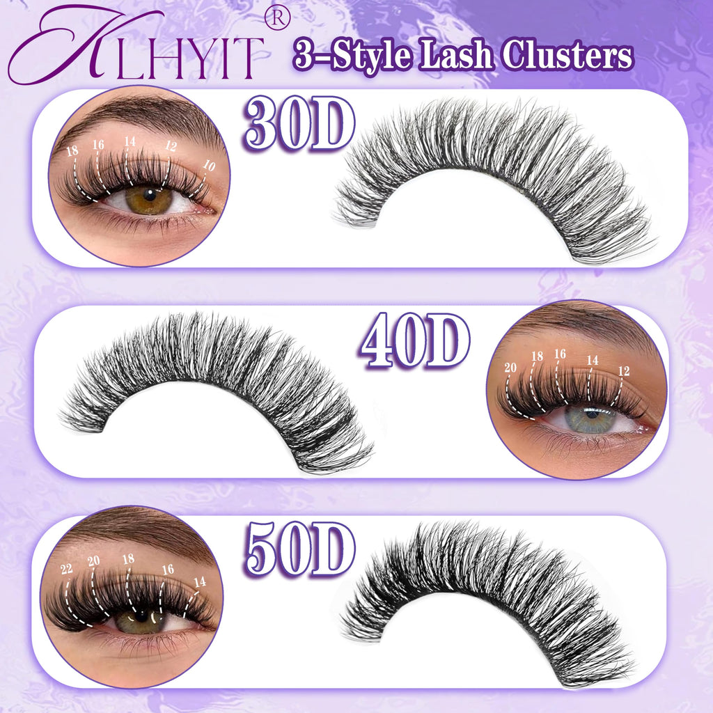 DIY Cluster Lash Extensions — 300pc Kit | 30D / 40D / 50D Mixed Lengths