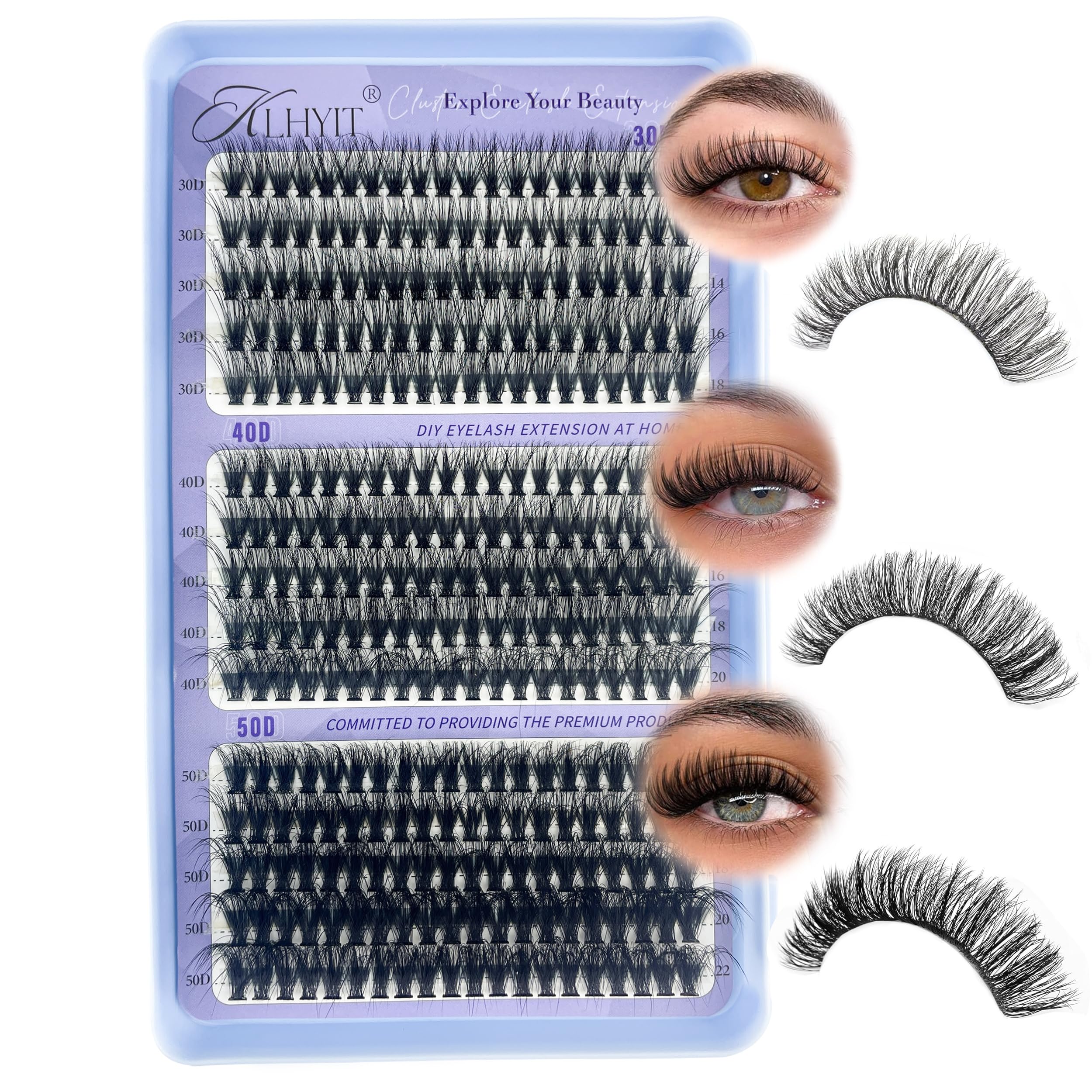 DIY Cluster Lash Extensions — 300pc Kit | 30D / 40D / 50D Mixed Lengths