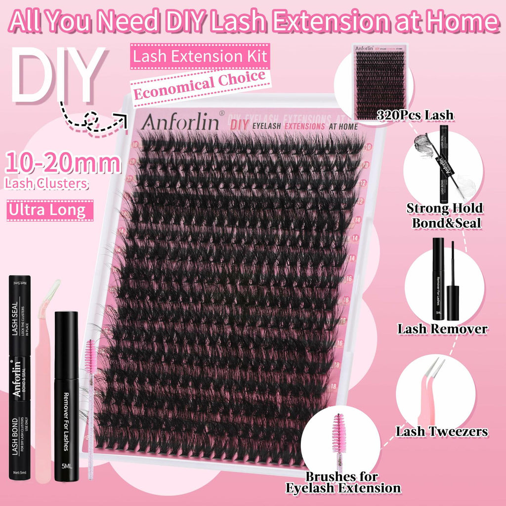 Fluffy Lash Clusters — 280pc 60D D Curl Kit (14–22mm)