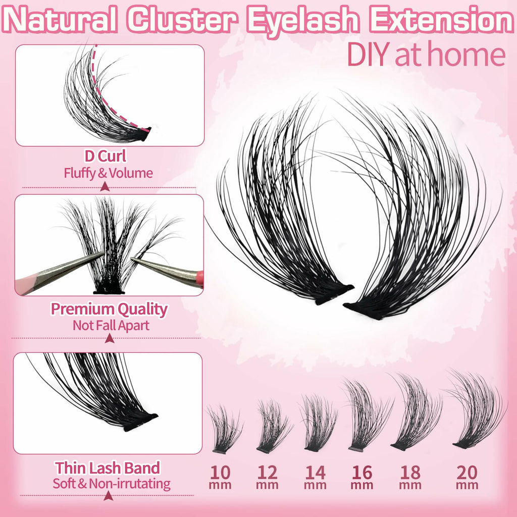 Fluffy Lash Clusters — 280pc 60D D Curl Kit (14–22mm)
