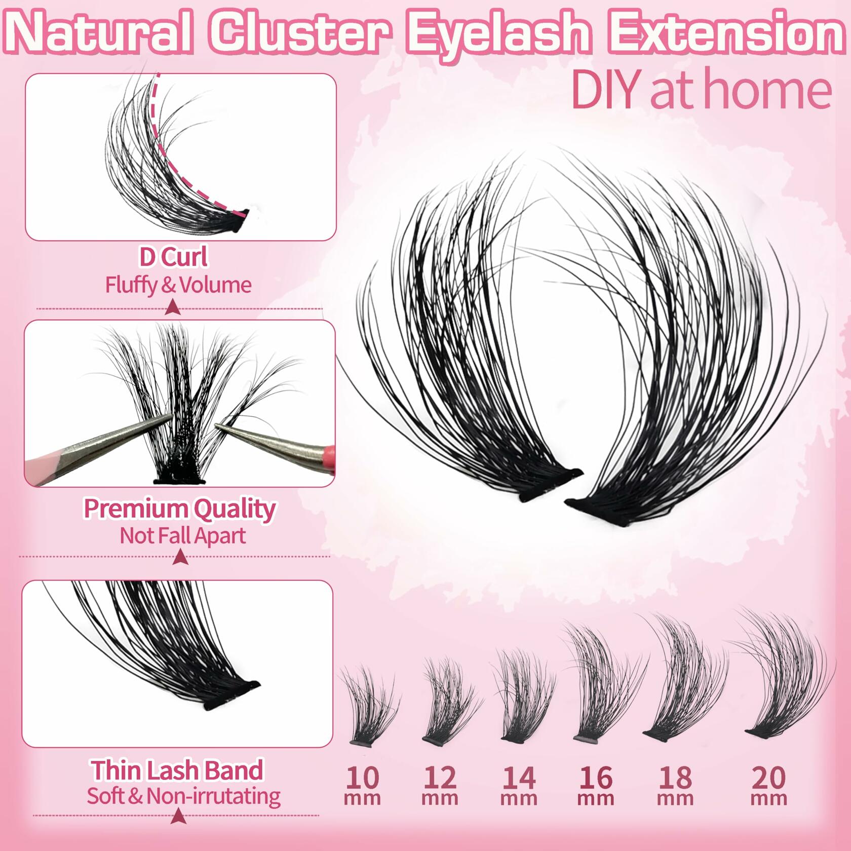 Fluffy Lash Clusters — 280pc 60D D Curl Kit (14–22mm)